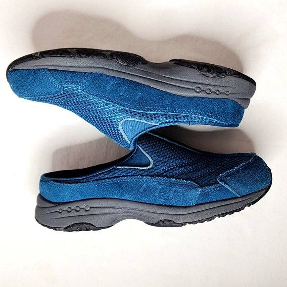 Easy Spirit Traveltime Mule Comfort Shoes Turquoise Leather Fabric - Picture 6 of 9